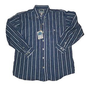 NYB Not Your Basic VTG 90's Mens Striped Blue Button Down LS Shirt NEW